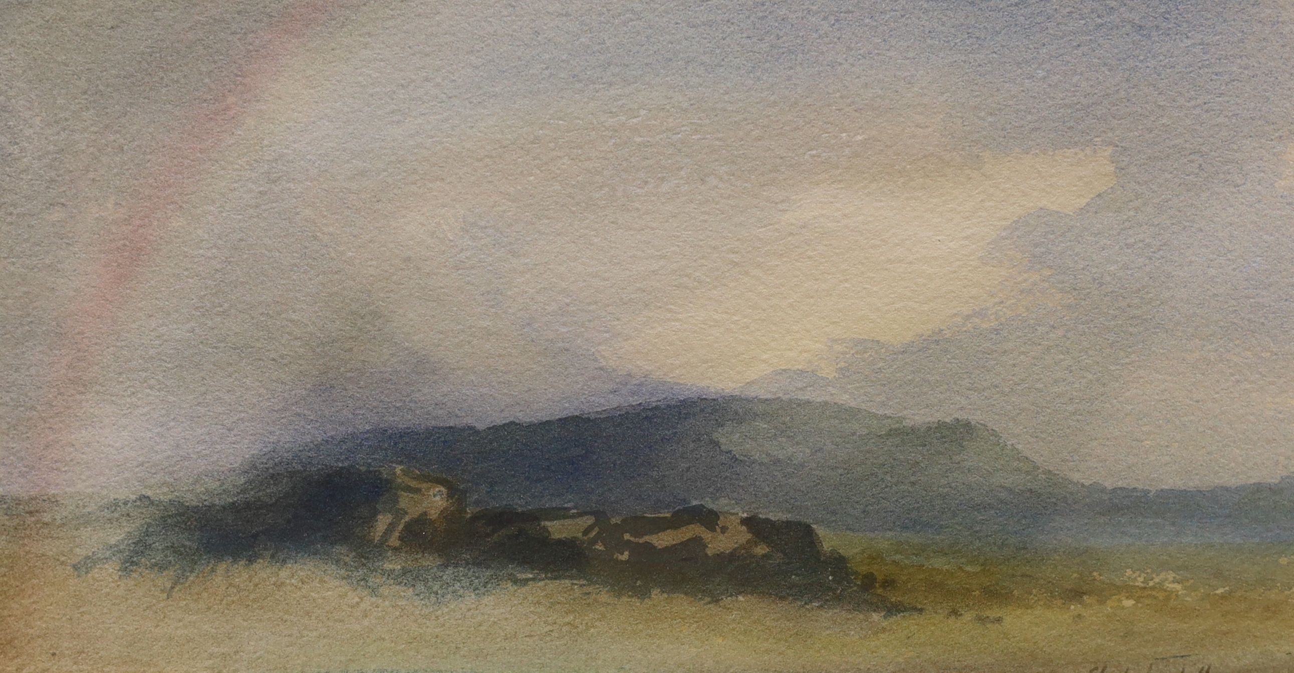Charles Norman Longbotham (1917-1999), watercolour, Mountain landscape with rainbow, signed, 11.5 x 22cm